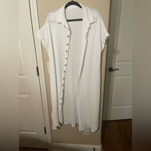 White Button-Up Dress XL